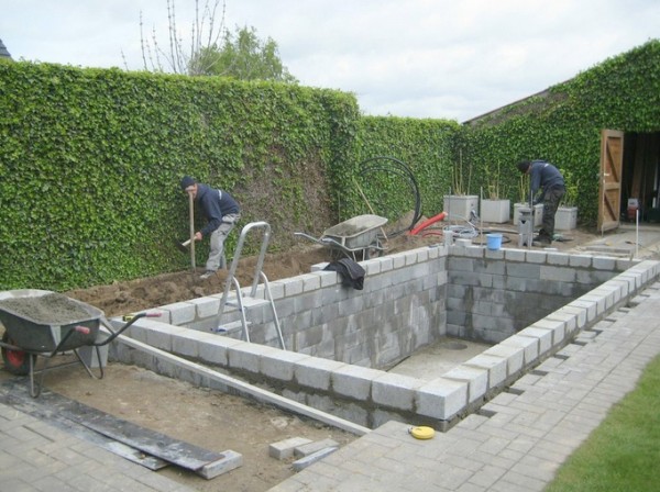 reinforcing the inground with concrete blocks