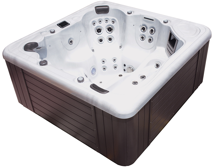 eclipse hot tub with black waterfall
